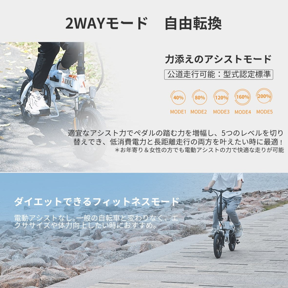 AiDDE 電動アシスト自転車 A1 スポーティースタイル